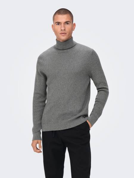 Bilde av ONSphil Reg Roll Neck Knit Medium Grey Melange